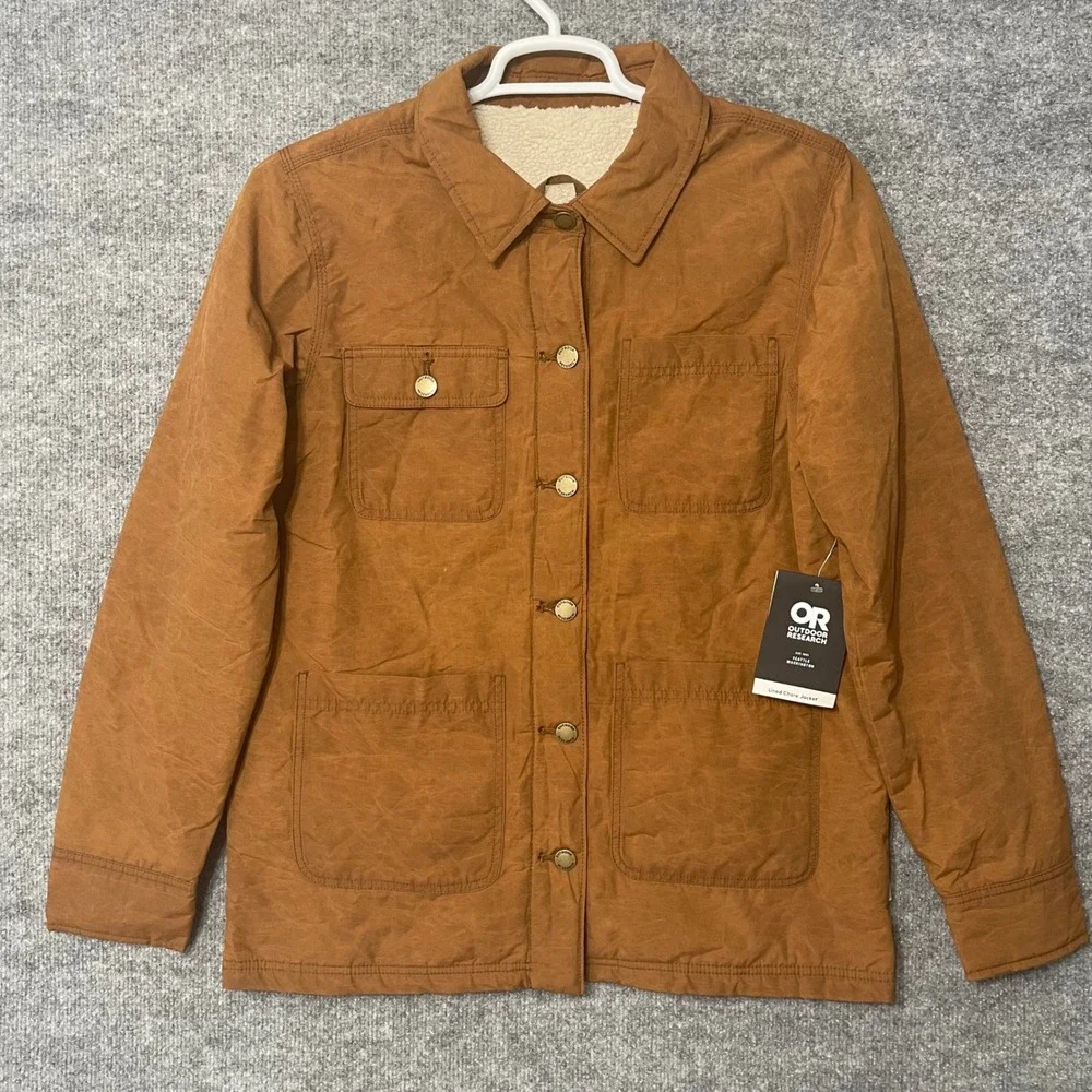 Outdoor Research Womens Lined Chore Jacket Saddle Brown Sherpa Medium Hiking NEW - Picture 1 of 12